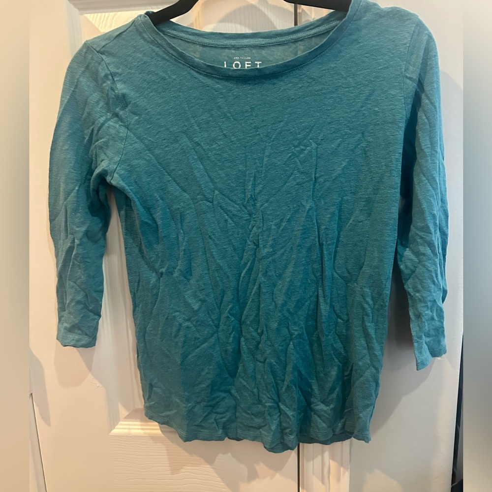 LOFT Teal 3/4 Length Tshirt